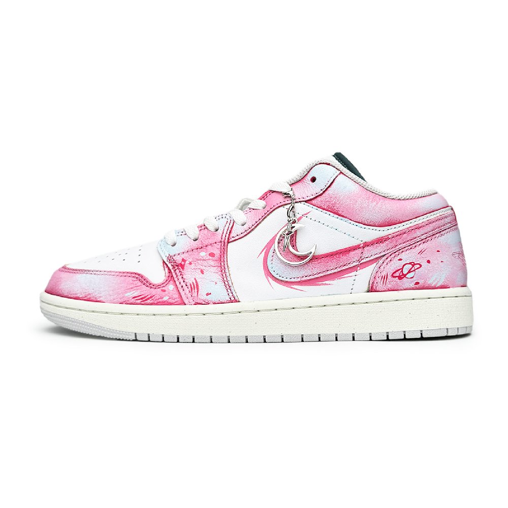 Jordan Air Jordan 1 Low Top Vintage Basketball Shoes Unisex White Pink