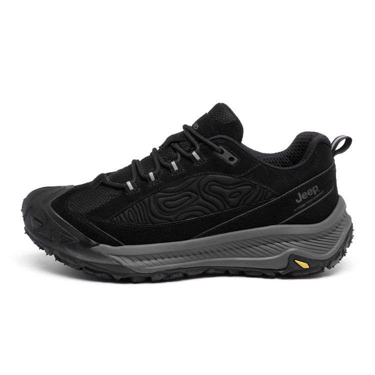 Jeep Cushioning Anti-Slip Wear-Resistant Breathable Lightweight Height Increasing Low-Top Outdoor Shoes Men's Black