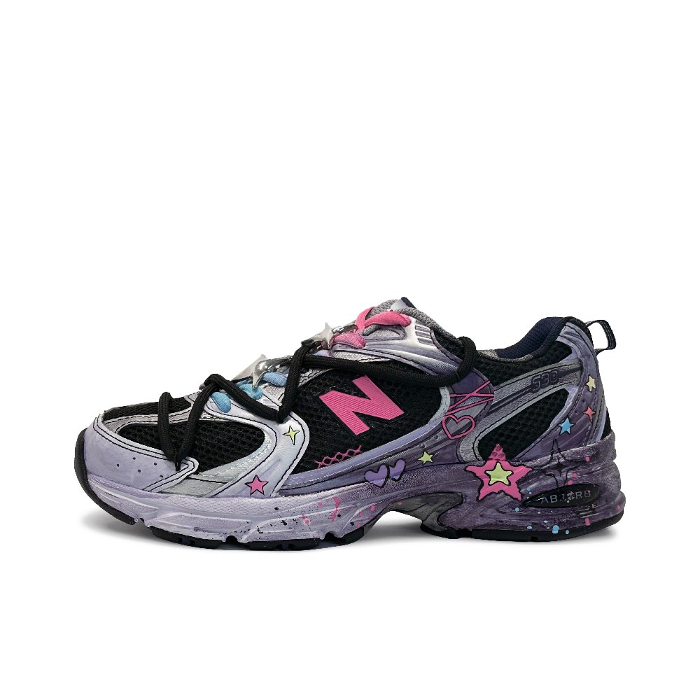 New Balance NB 530 Cushioning Wear-Resistant Low-Top Casual Running Shoes Unisex Black Silver Purple