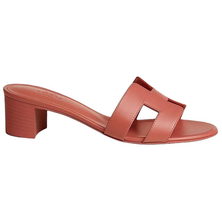 HERMES Oasis Slide Slippers 5cm Women's Red