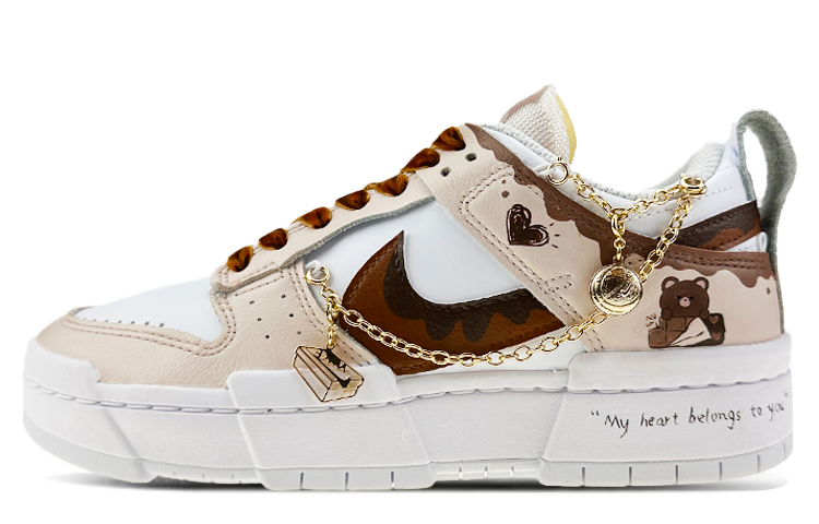 Nike Dunk Low DISRUPT Low-Top Skateboard Shoes Women's White Brown