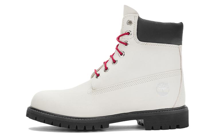 Timberland Premium 6 Inch Boots 'White Nubuck With Red'