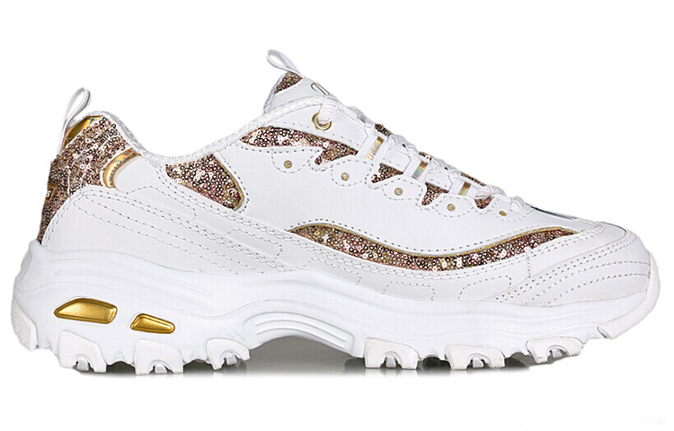 Skechers D'Lites Low Top Daddy Shoes White/Gold Women's