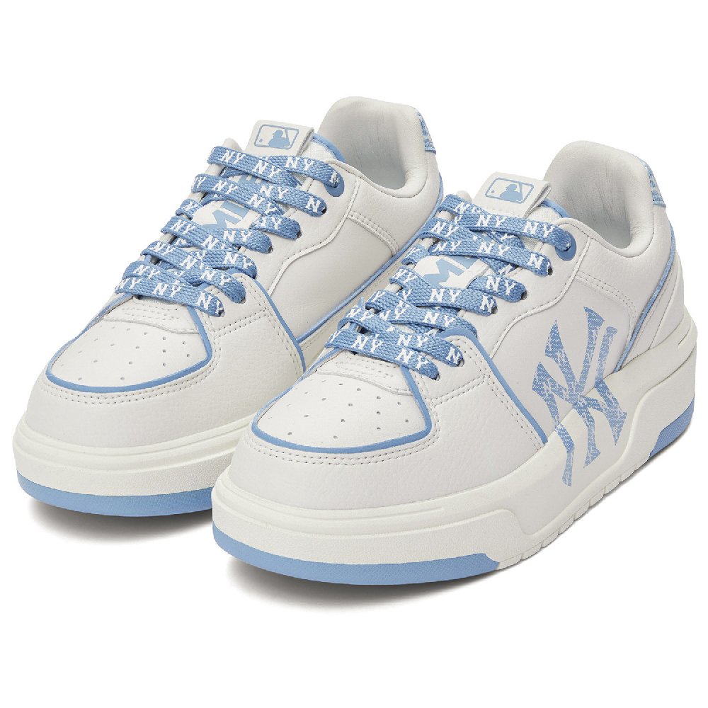 MLB New York Yankees Anti-Slip Wear-Resistant Low-Top Skateboard Shoes Unisex White Blue