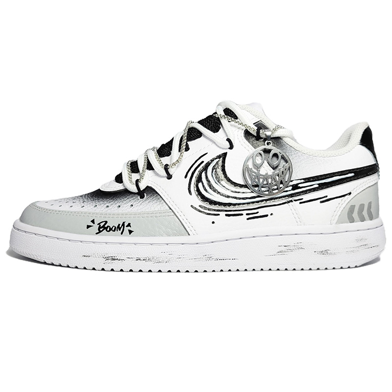 Nike Court Vision 1 Low Top Skateboard Shoes Men's White Black