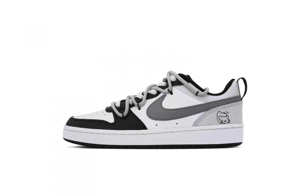 Nike Court Borough Puppy Fragment Low-Top Skateboard Shoes GS Black White Gray