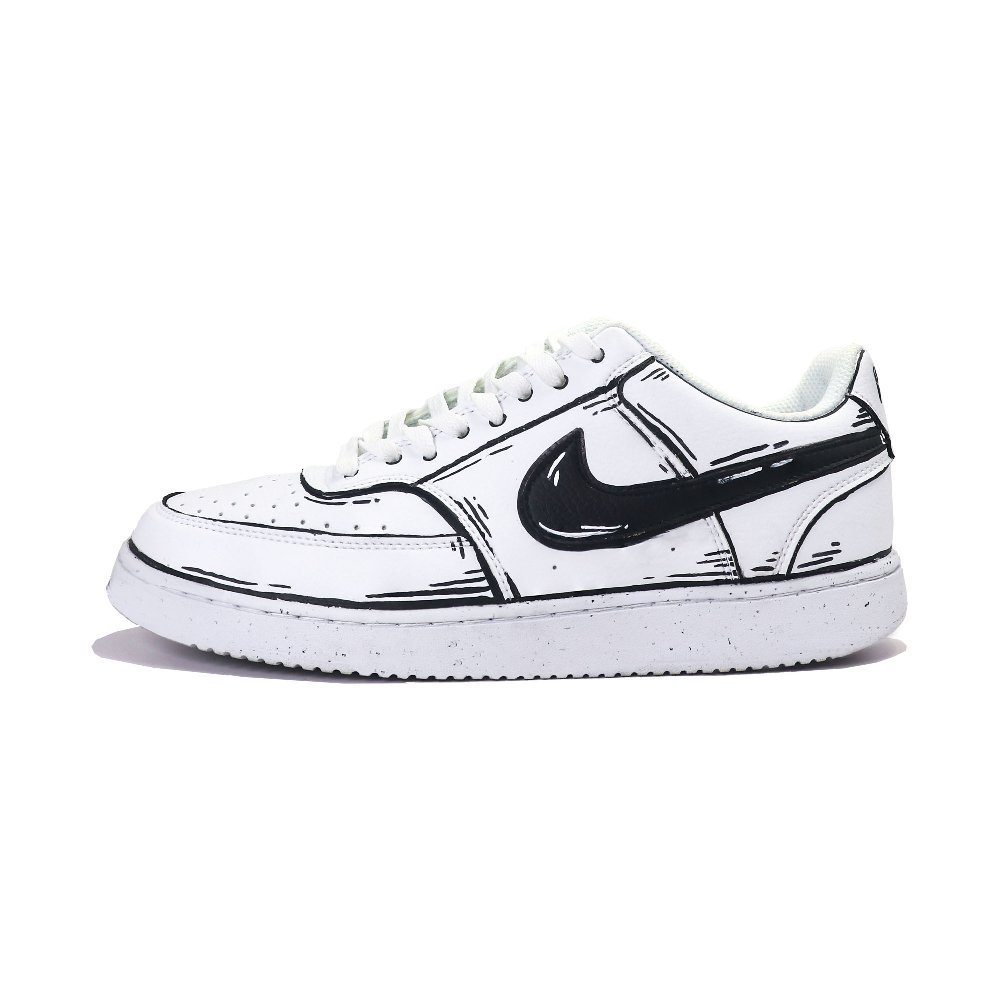 Nike Court Vision 1 Skateboard Shoes Unisex Low Top Black/White