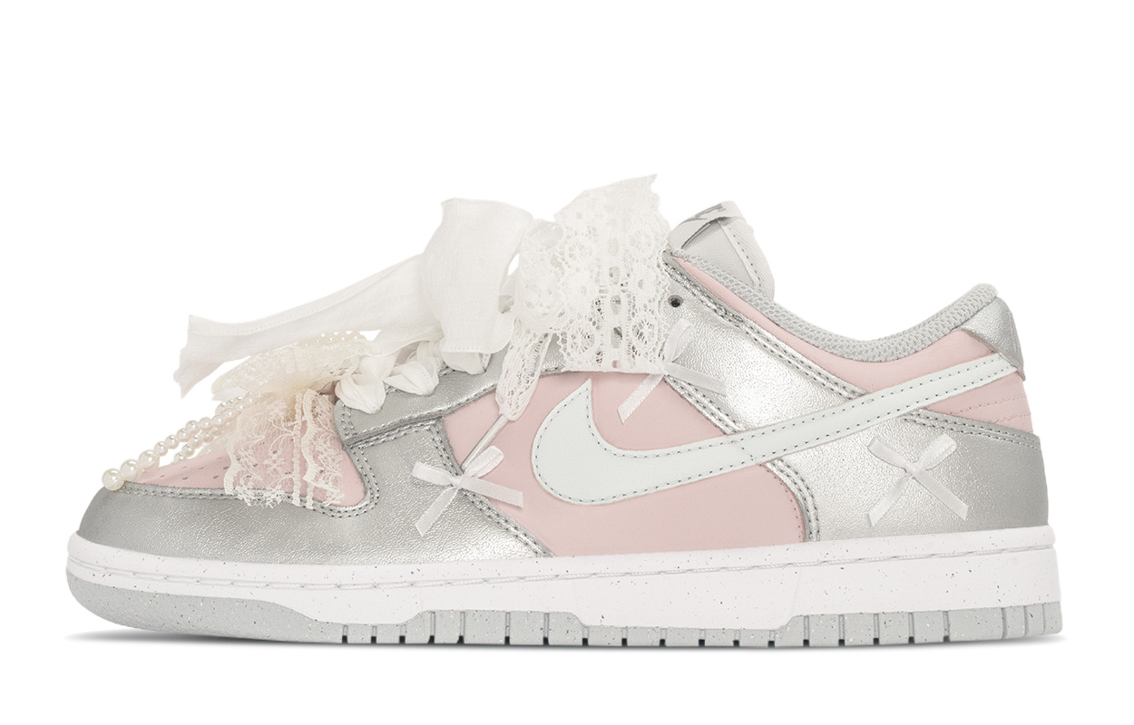 Nike Dunk Sparkling Galaxy Low top Skateboard Shoes Women's Pink Silver