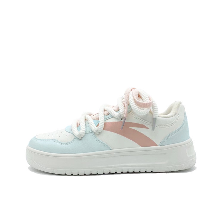 Anta Relaxed Anti Slip Wear Resistant Low Top Skateboard Shoes Unisex Pink Blue