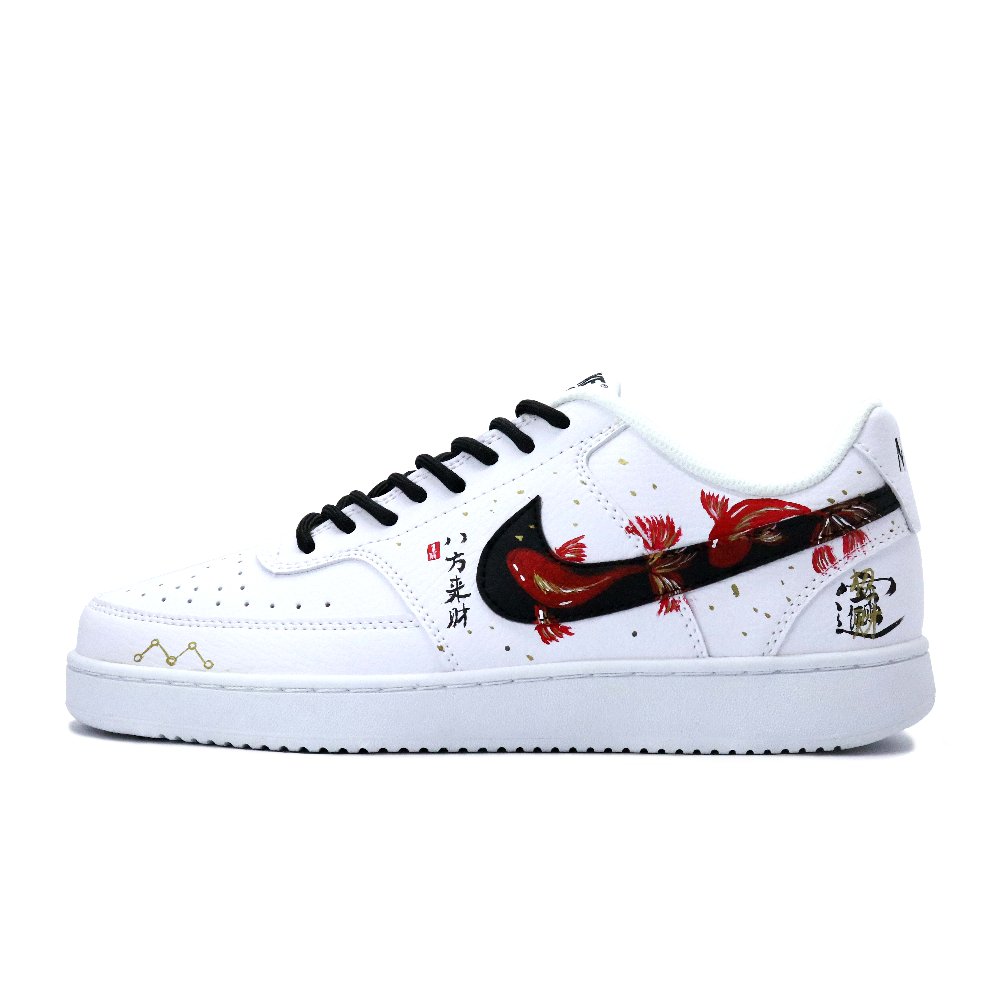 Nike Court Vision 1 Skateboard Shoes Men's Low top Black/White/Red/Gold