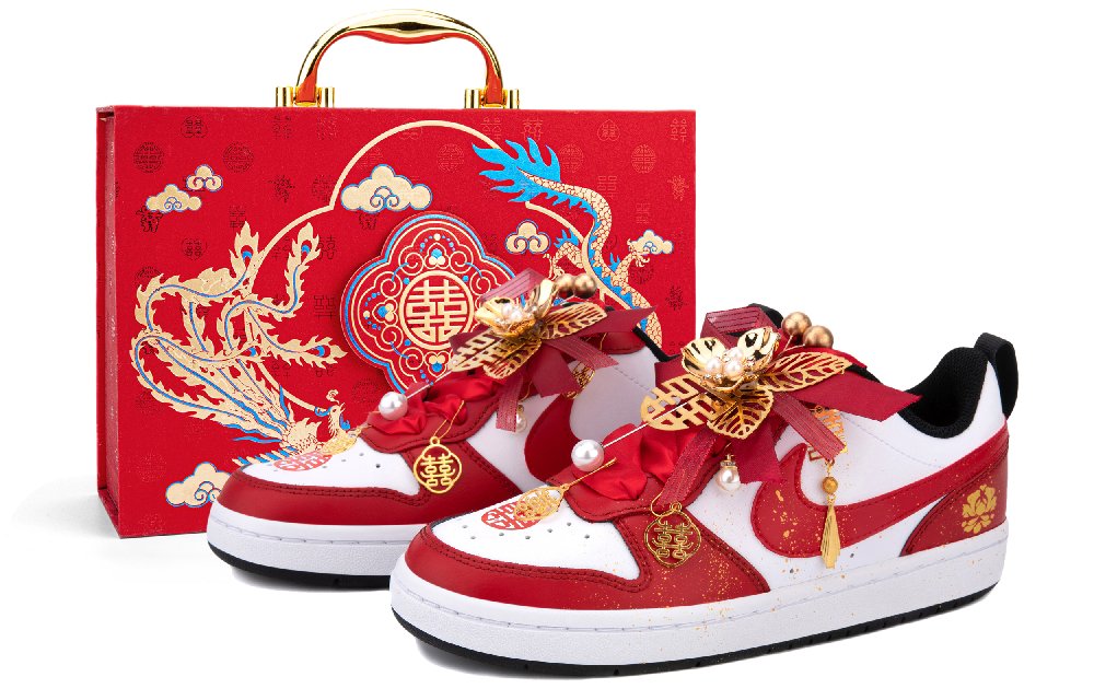Nike Court Borough Low Top Skateboard Shoes Women's Gold Red