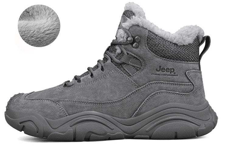 Jeep Anti-Slip Wear-Resistant Mid-Top Outdoor Shoes Men's Gray