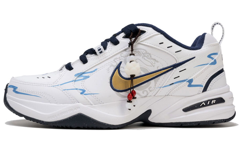 Nike Air Monarch 4 Anti-Slip Wear-Resistant Low-Top Chunky Sneakers Unisex Blue White