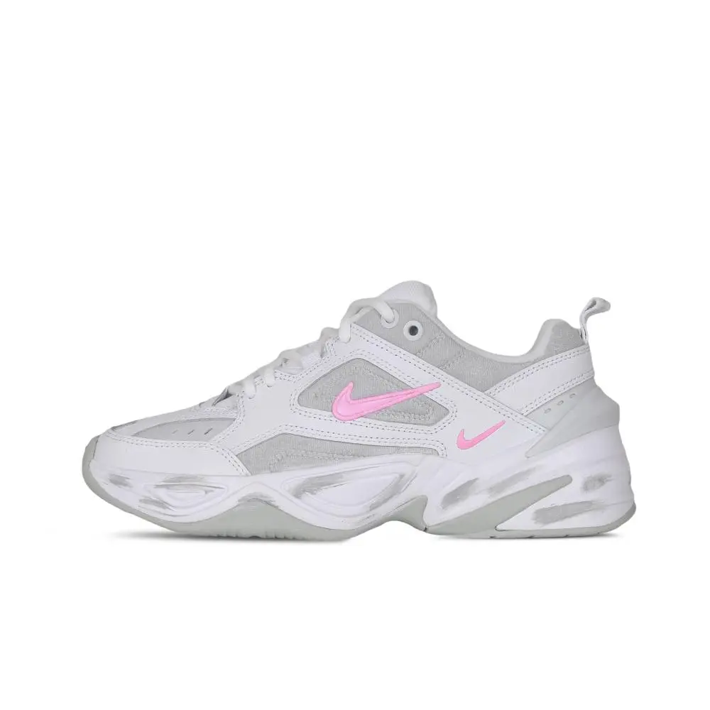 Nike M2K Tekno Cushioning Coverage Height Increase Low Top Chunky Sneakers Women's Pink Gray