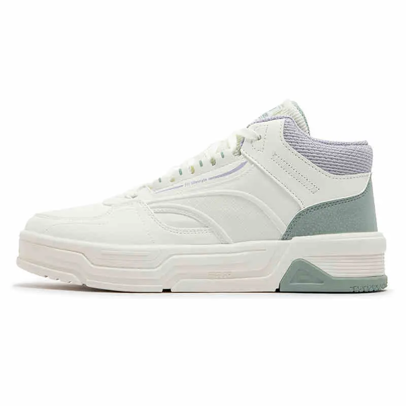 361° Slip Resistant Shock Absorbers High Top Skateboard Shoes Women's White Green