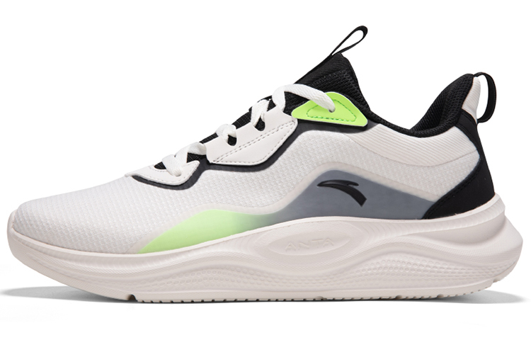 Anta Cushioned Slip-Resistant Abrasion-Resistant Low-Top Running Shoes Men's White Black
