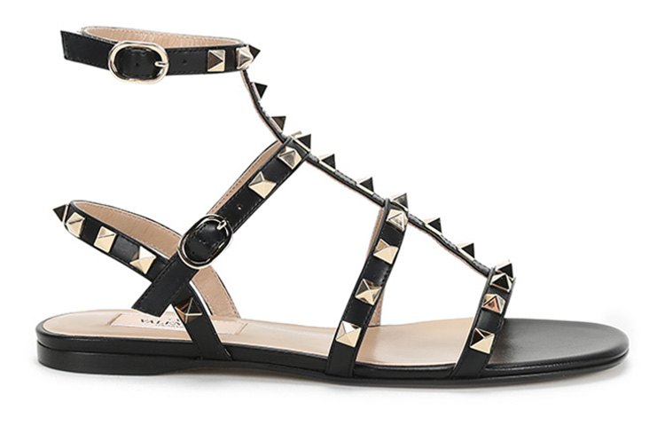 Valentino Garavani Rockstud Ankle-strap Flat Sandals