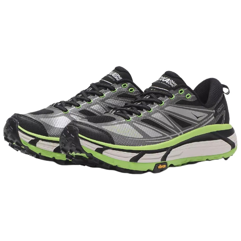 HOKA ONE ONE Mafate Speed 2 Anti Slip Wear Resistant Low Top Running Shoes Unisex Black Green