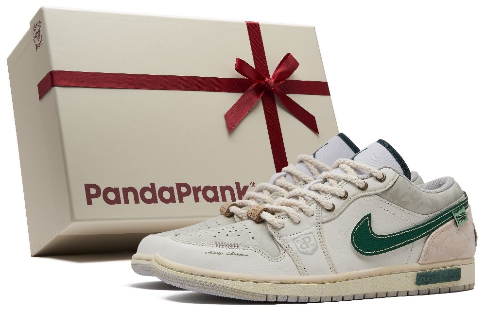 Jordan Air Jordan 1 Anti-Slip Wear-Resistant Low-Top Vintage Basketball Shoes Men's White Green