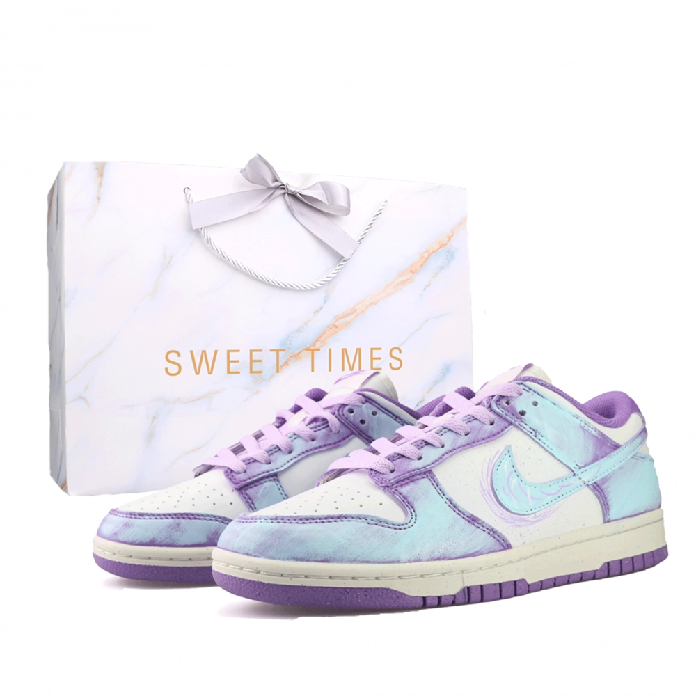 Nike Dunk Lavender, Shopping Bag Abrasion Resistant Low top Skateboard Shoes Unisex White Blue Purple
