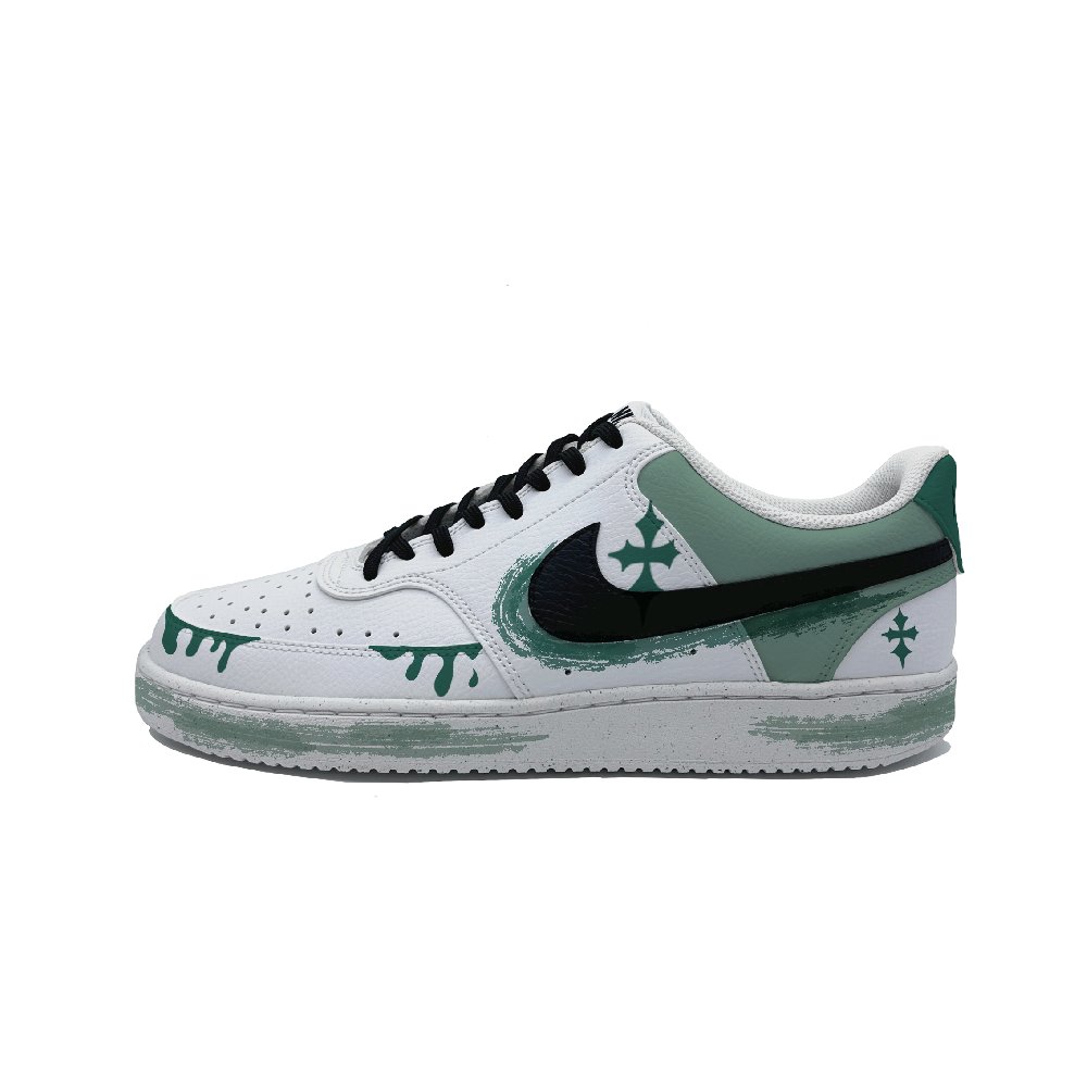 Nike Court Vision Slip Resistant Cushioning Abrasion Resistant Low Top Skateboard Shoes Men's White Green