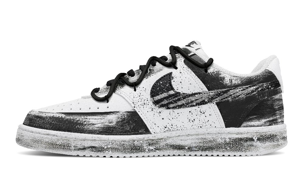 Nike Court Vision 1 Anti Slip Wear Resistant Low Top Skateboard Shoes Men's Black White