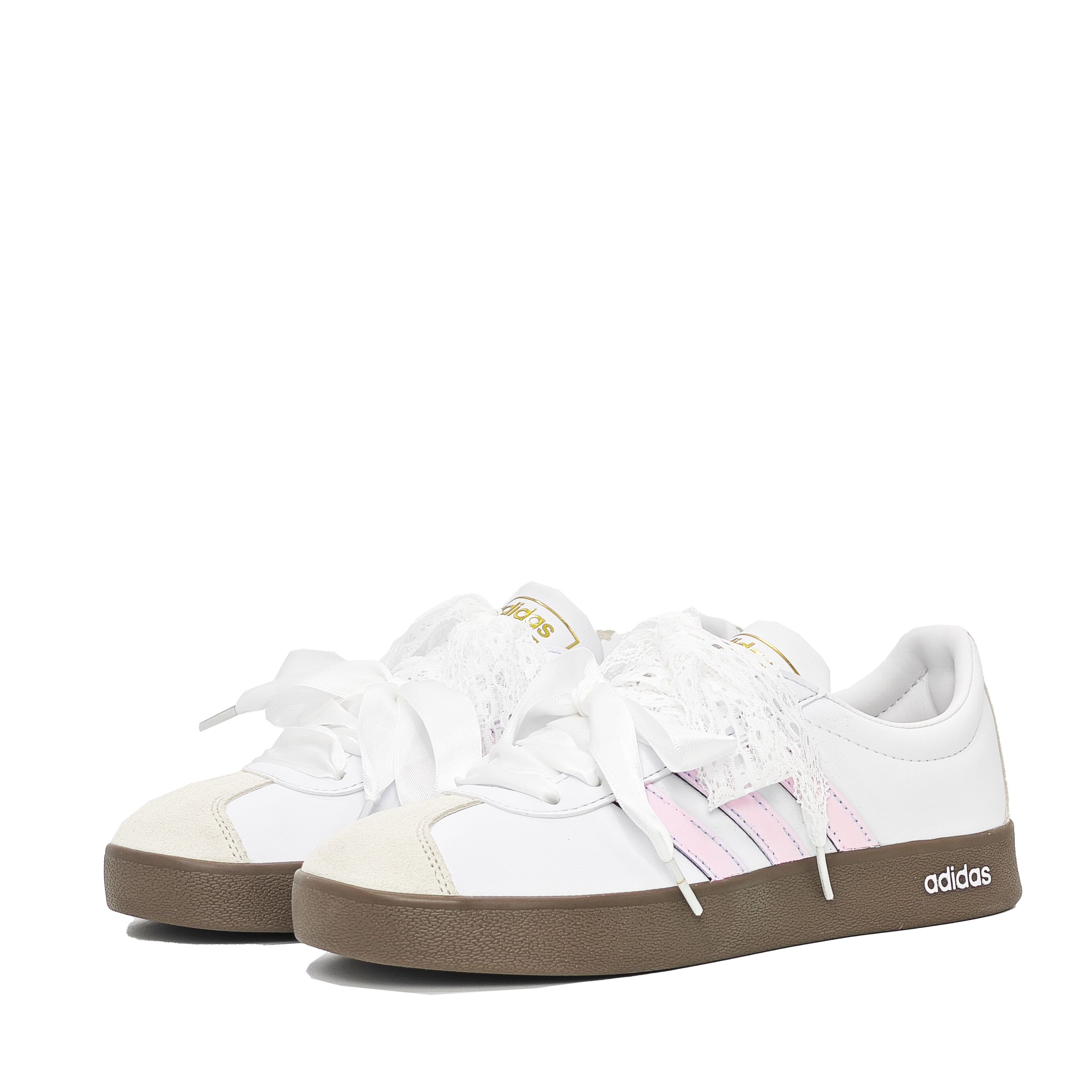 Adidas VL COURT 2.0 Pink Lace Abrasion Resistant Low top Skateboard Shoes Unisex White Pink купить в интернет-магазине Yoocart с быстрой доставкой по России.