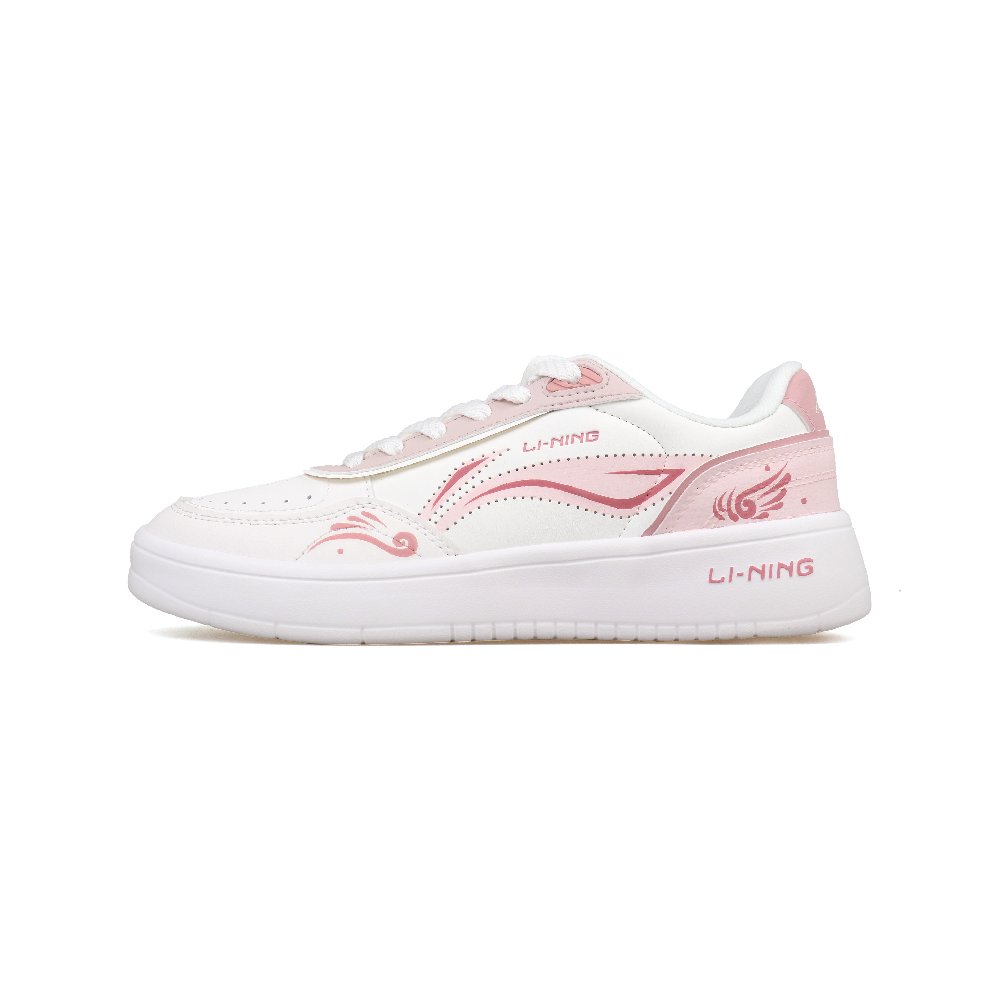 LiNing Su Slip Resistant Cushioning Abrasion Resistant Low Top Skateboard Shoes Women's White Pink