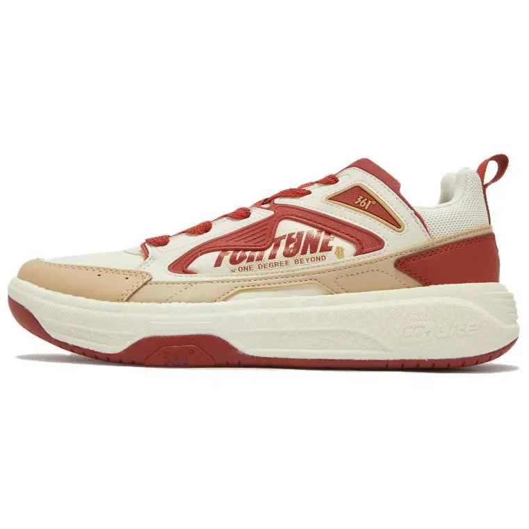 361° Slip Resistant, Abrasion Resistant, Breathable Low Top Skateboard Shoes Men's Beige Red