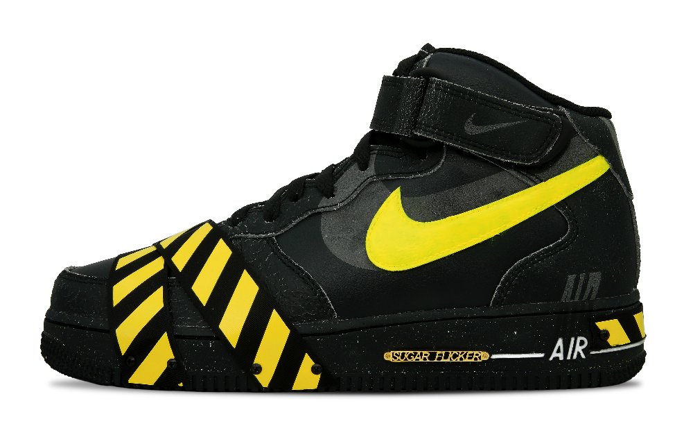 Nike Air Force 1 Mid-Top Skateboard Shoes Men's Yellow Black
