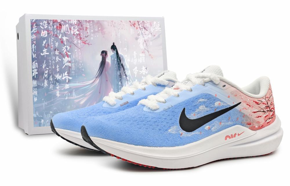 Nike Air Winflo 10 Cushioned Slip-Resistant Low-Top Running Shoes Men's Blue Pink
