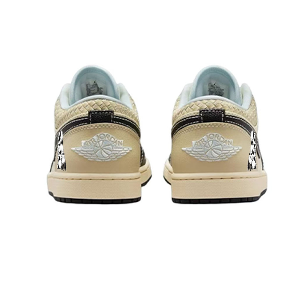 Jordan Air Jordan 1 Anti-Slip And Wear-Resistant Breathable Low-Top Vintage Basketball Shoes Men's Beige Black
