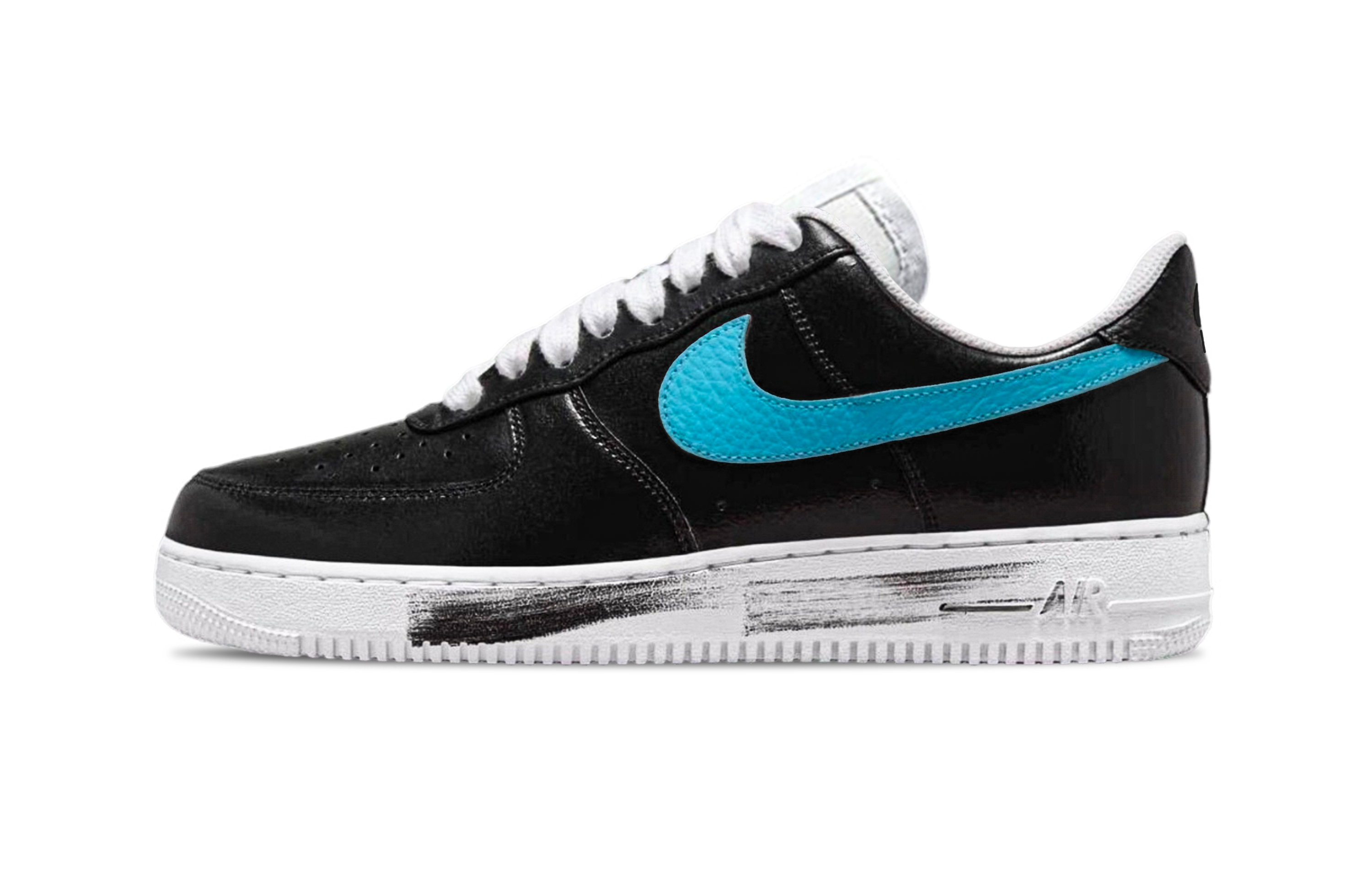 Nike Air Force 1 Blue Black Scratch Card Abrasion Resistant Low top Skateboard Shoes Unisex Black Blue