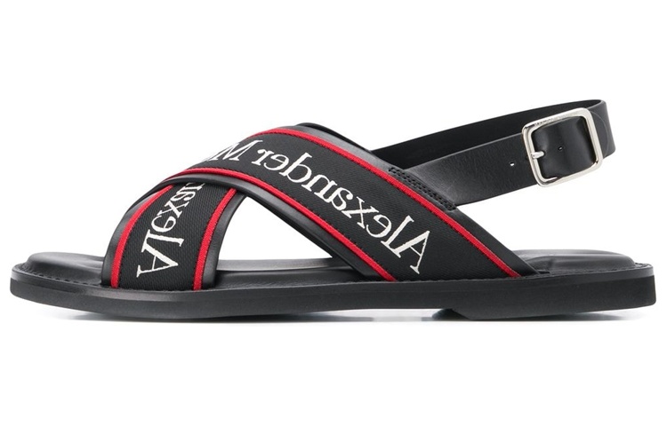 Alexander McQueen One Strap Sandals Men's Black White Red
