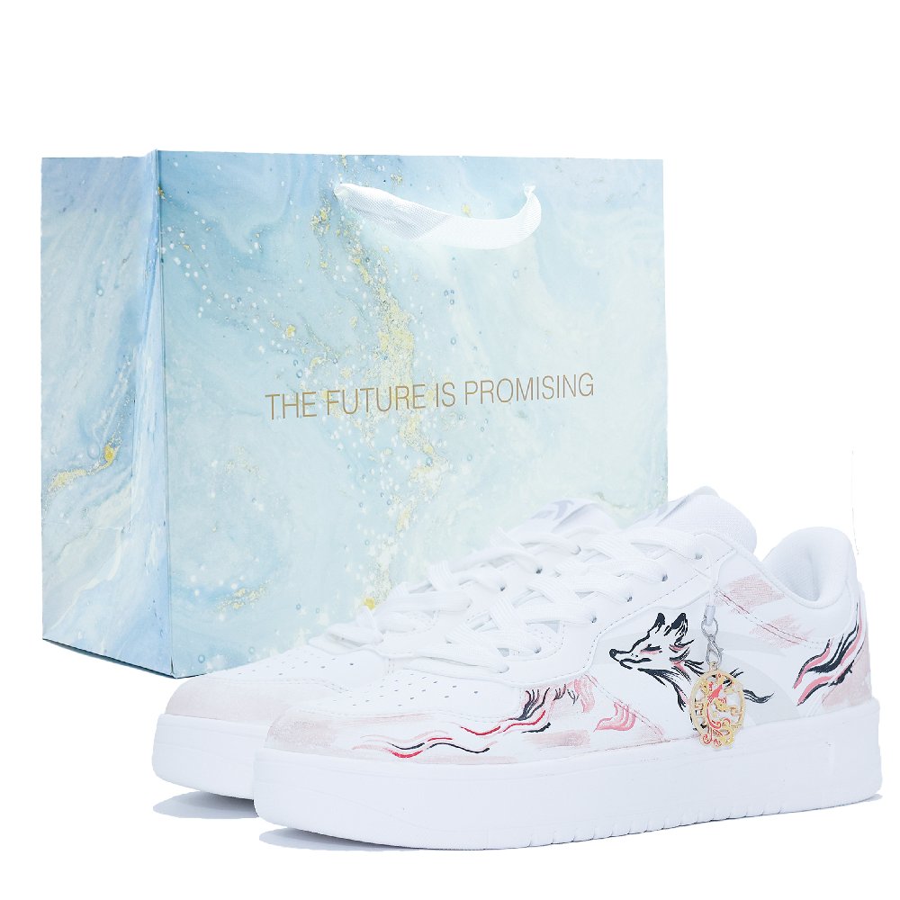 Anta Relaxed Slip Resistant Shock Absorbers Low Top Skateboard Shoes Men's White Pink Black