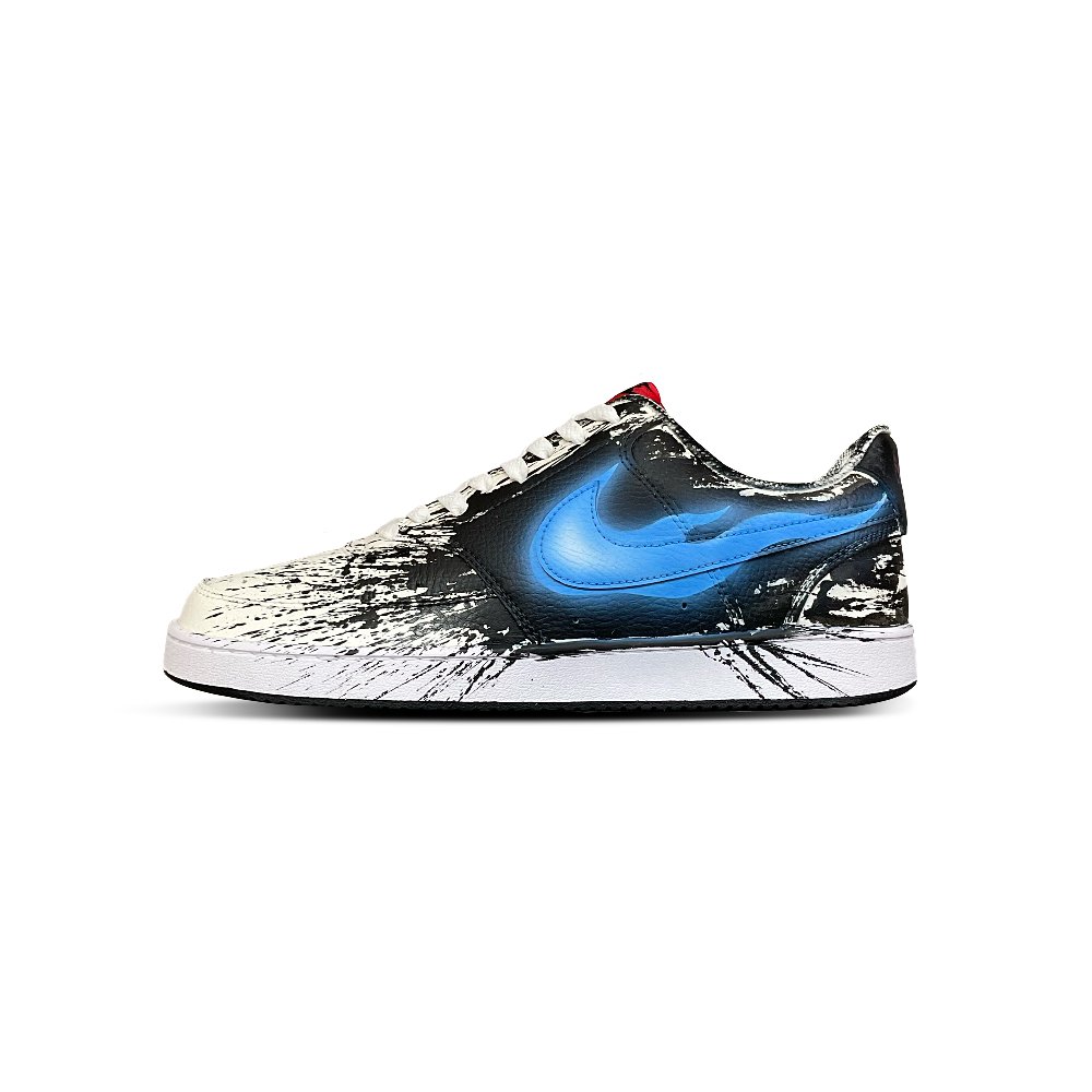 Nike Court Vision 1 Tower Rabbit Cushioning, Wear Resistant Low Top Skateboard Shoes Men's Blue Black White