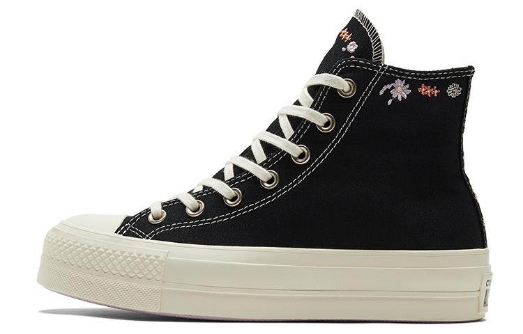 Converse Chuck Taylor All Star Lift Hi Black Floral Embroidery Women's