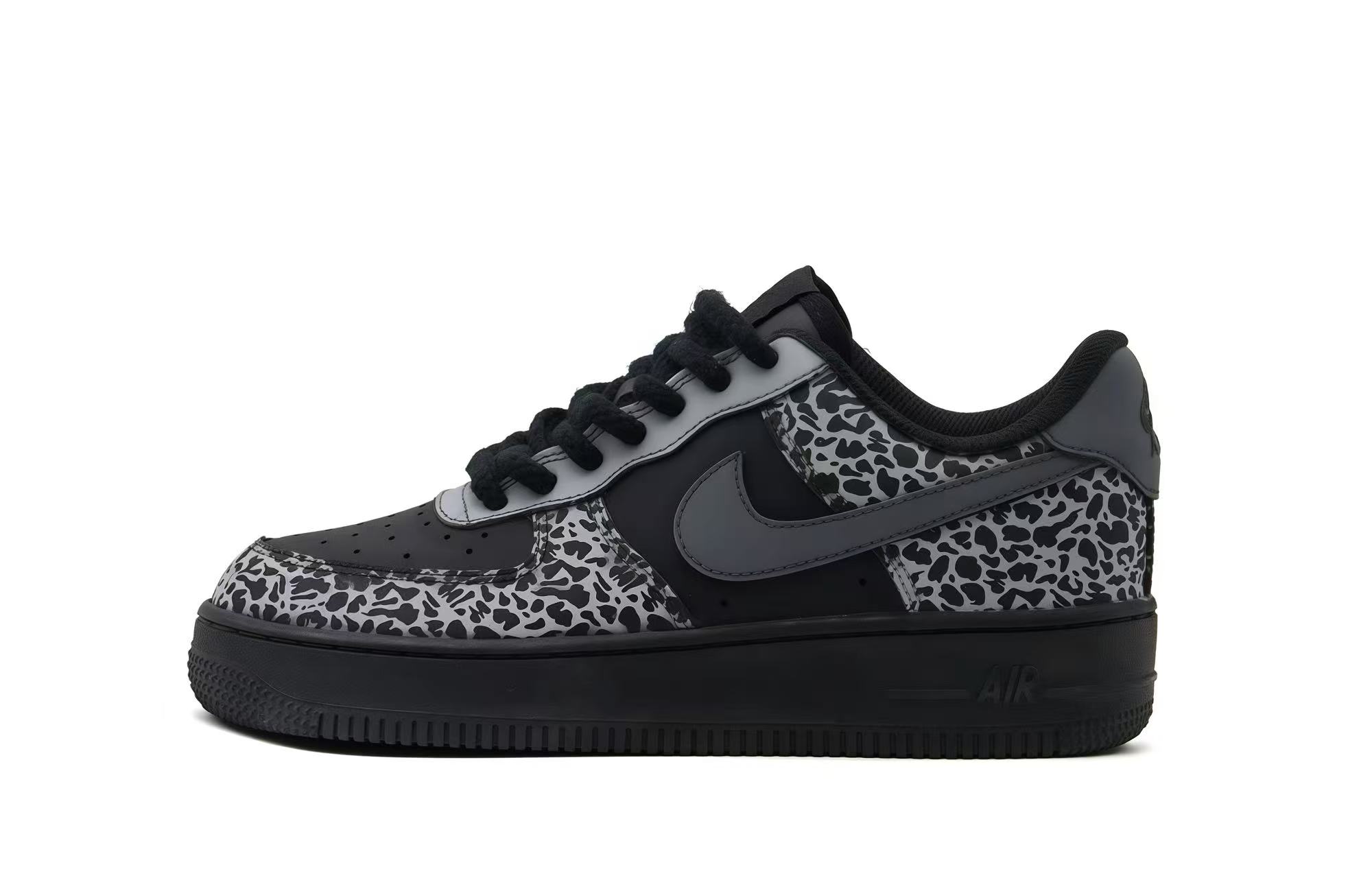 Nike Air Force 1 Abrasion Resistant Low top Skateboard Shoes Unisex Black Gray