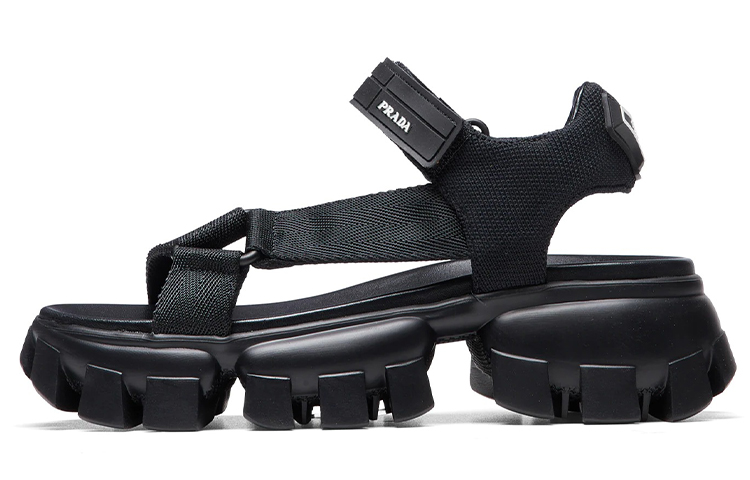 PRADA Sporty Woven Nylon Tape Sandals 'Black' Women's
