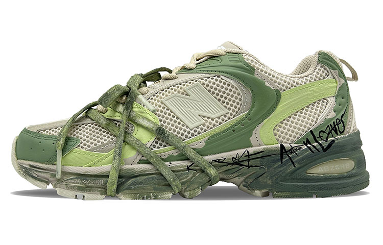 New Balance NB 530 Low-Top Running Shoes Unisex Beige Green