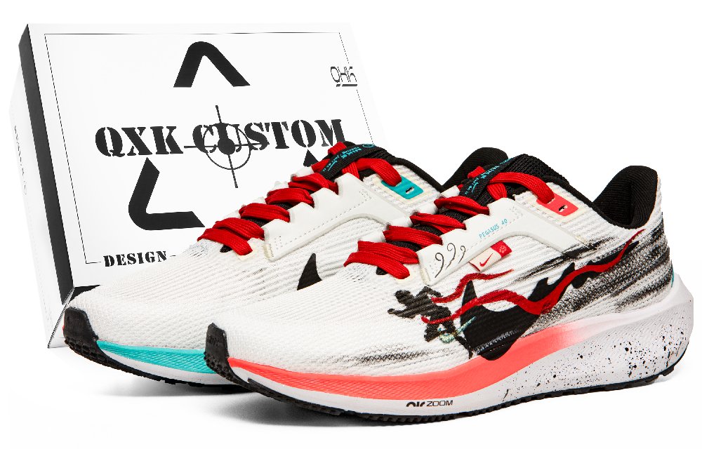 Nike Air Zoom Pegasus 40 Cushioning Wear-Resistant Low-Top Training Running Shoes Men's White Red Black