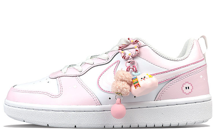 Nike Court Borough 2 Wrapping Anti-Slip Shock-Absorbing And Wear-Resistant Low-Top Skateboard Shoes GS Pink White
