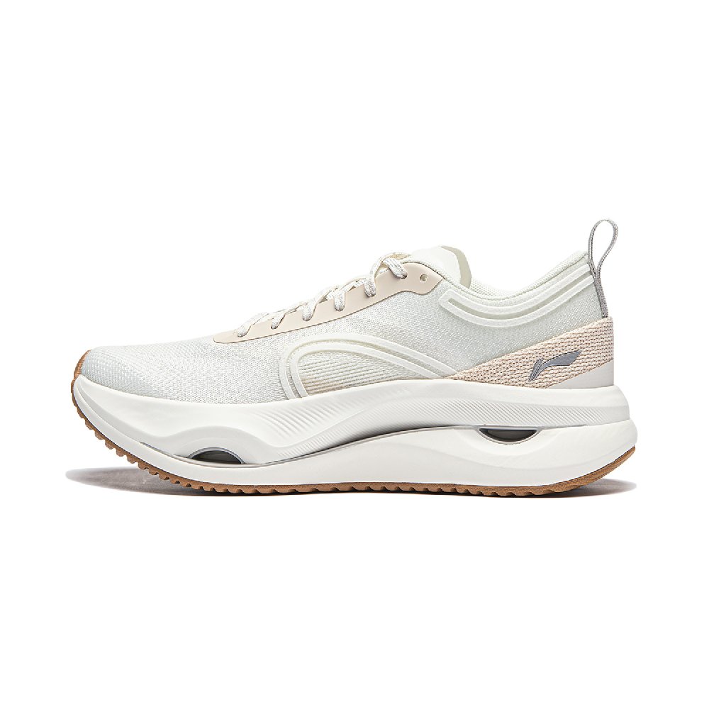 LiNing Cushioning Anti Slip And Wear Resistant Lightweight Rebound Low Top Casual Running Shoes Women's White Gray