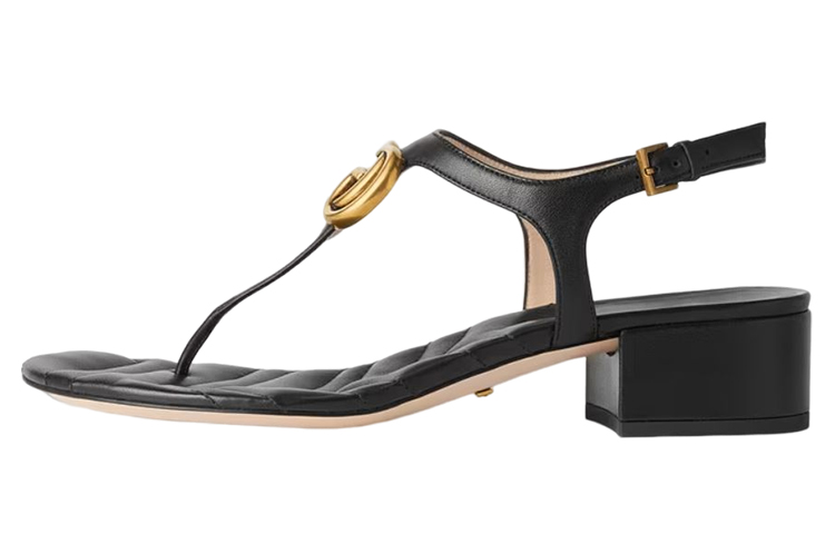 GUCCI Marmont Double G Sandal Black Women's