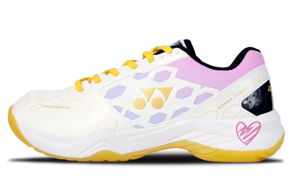 YONEX Power Cushion Abrasion Resistant Breathable Low top Badminton Shoes Unisex White Gold Purple