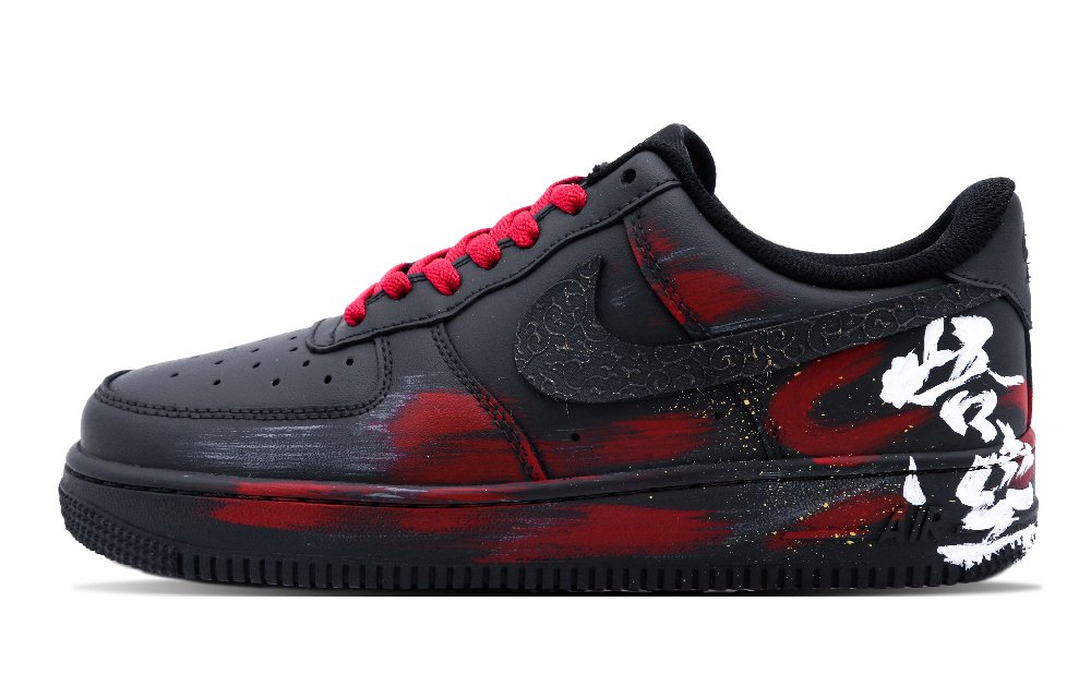 Nike Air Force 1 Low Top Skateboard Shoes Unisex Black Red