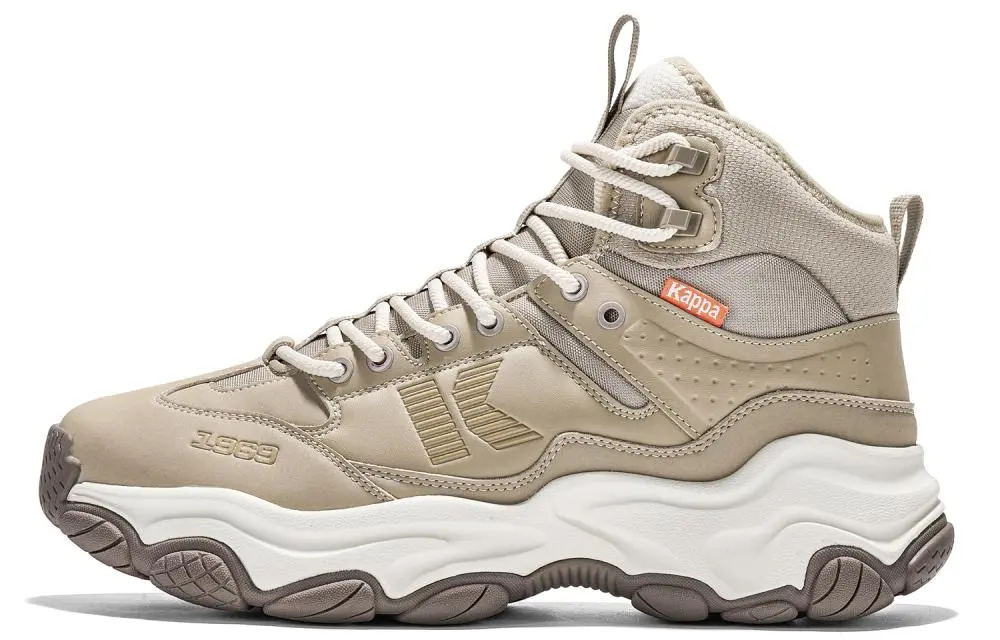 Kappa Abrasion Resistant Slip Resistant High Top Running Shoes Unisex Gray Khaki