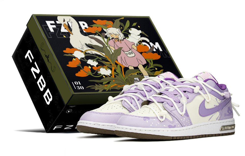 Jordan Air Jordan 1 Low Top Vintage Basketball Shoes GS Purple Rice White