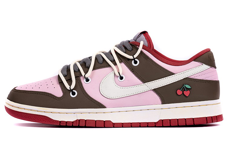 Nike Dunk Anti Slip Wear Resistant Low Top Skateboard Shoes Women's Brown Pink
