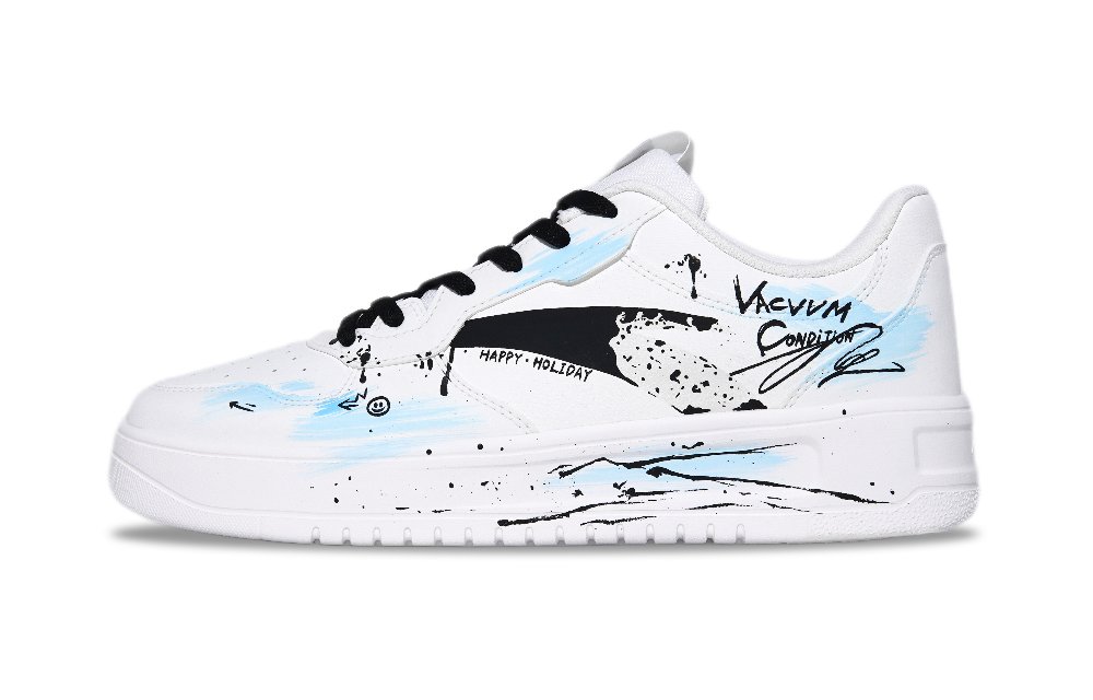 Anta Slip Resistant Shock Absorbers With Abrasion Resistant Properties Low Top Skateboard Shoes Men's White Black Blue